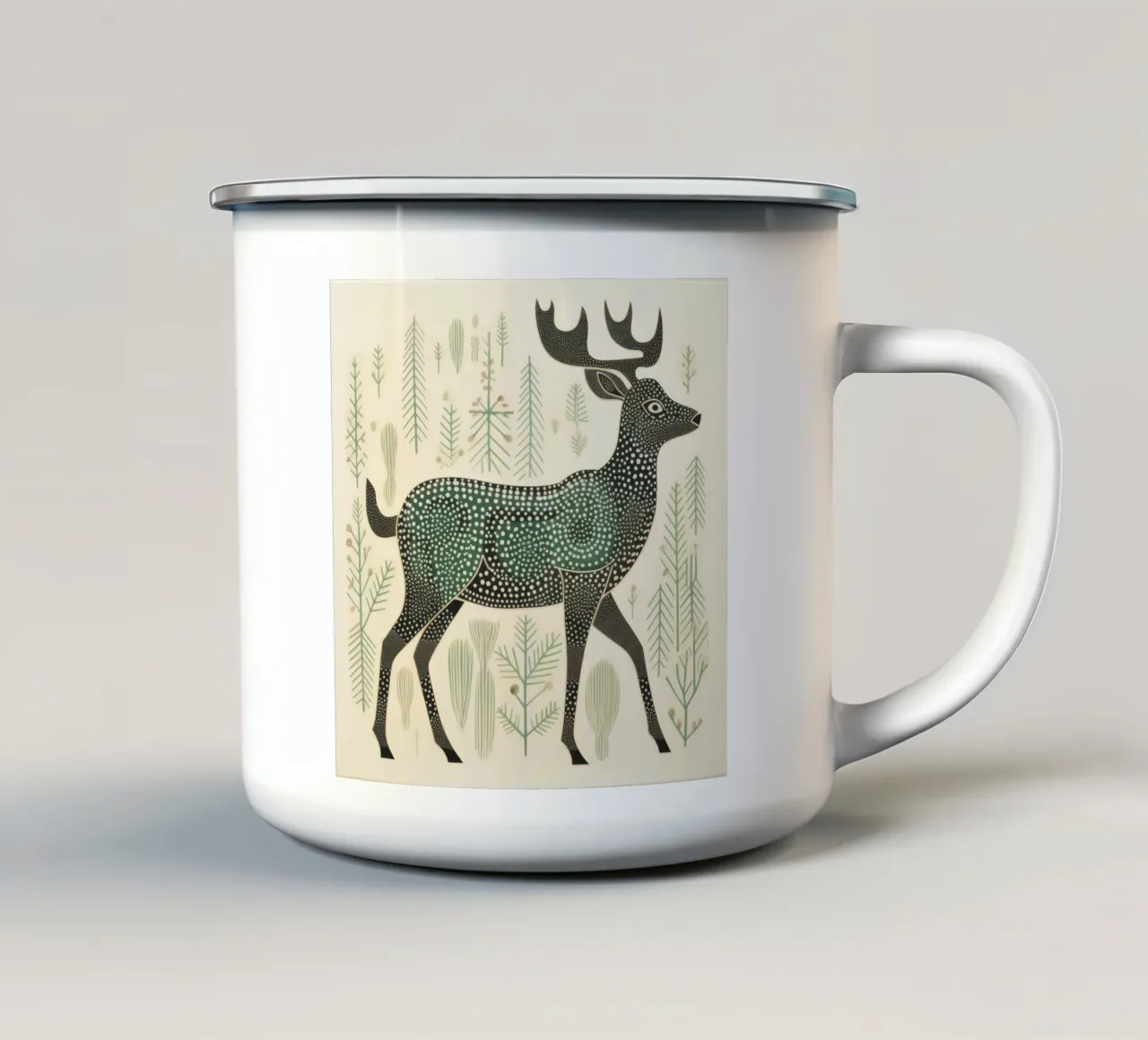 Caribù verde 3 tazza in smalto da Minimal Animal Art
