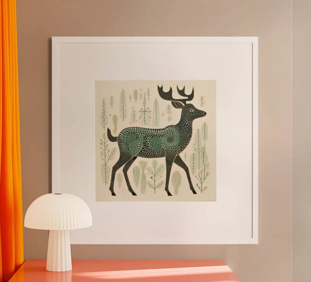 Green Caribou 3 poster by Minimal Animal Art