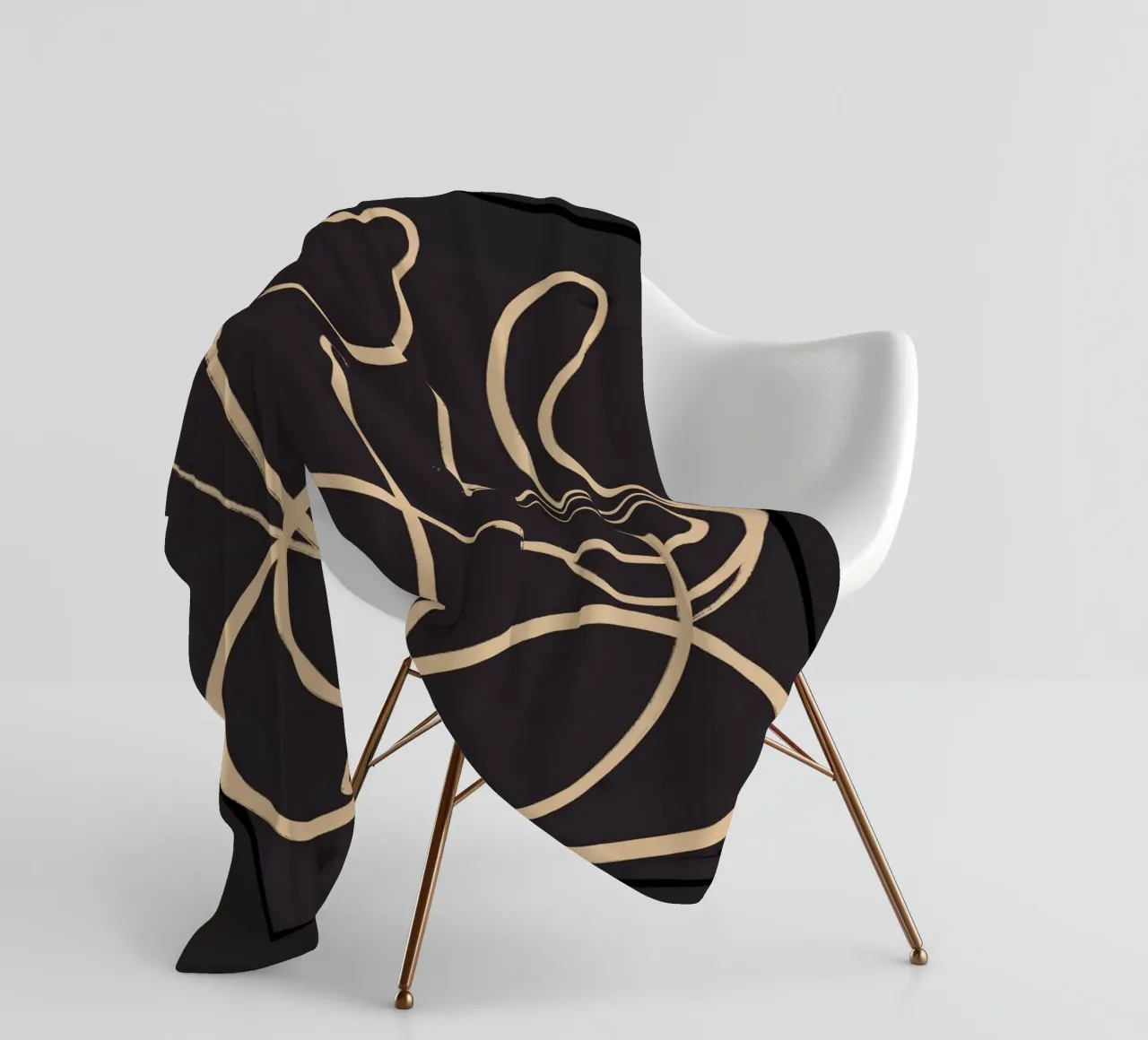 Gatto astratto Line Art 11 coperta in pile da ThingDesign