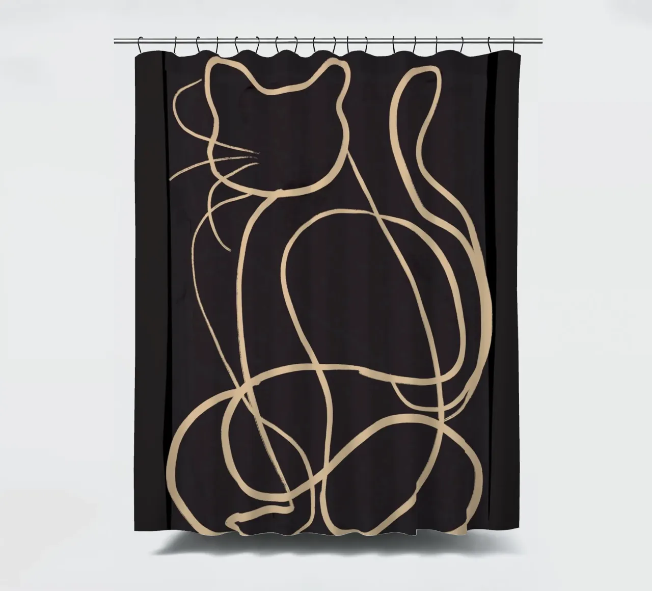 Abstract Line Art Cat 11 shower curtain by ThingDesign