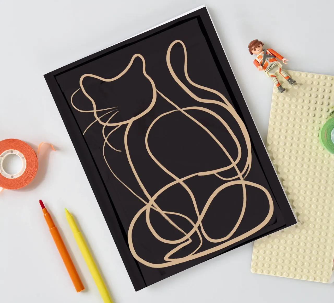 Abstract Line Art Cat 11 notebook by ThingDesign
