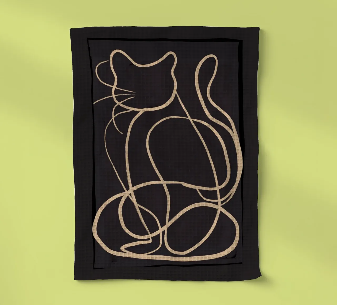 Dessin au trait abstrait Chat 11 torchon de ThingDesign