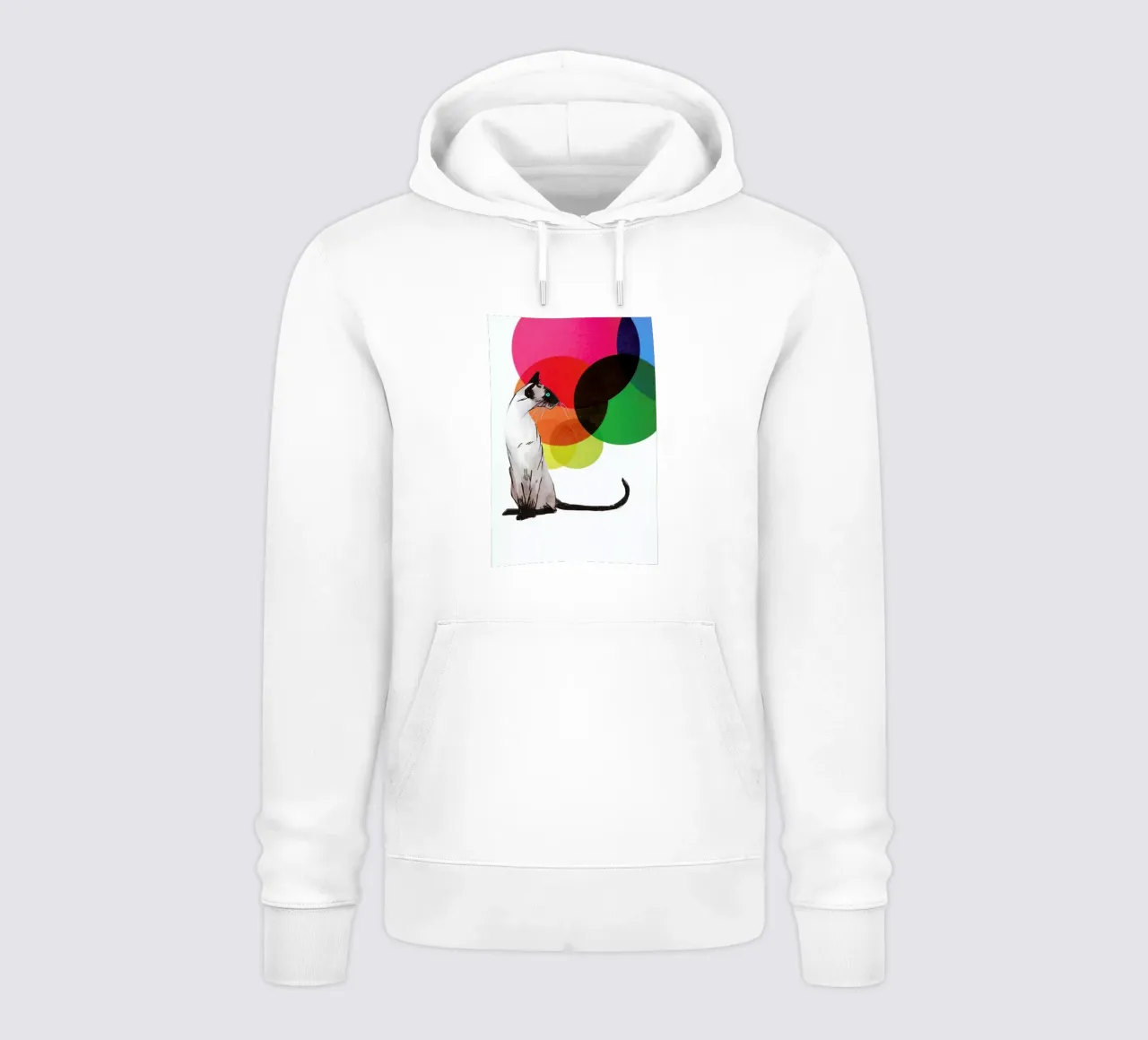 Siamese Cat with colorful balls felpa con cappuccio da Rococco LA