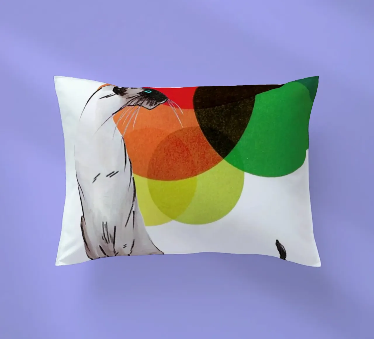 Siamese Cat with colorful balls cuscino da Rococco LA