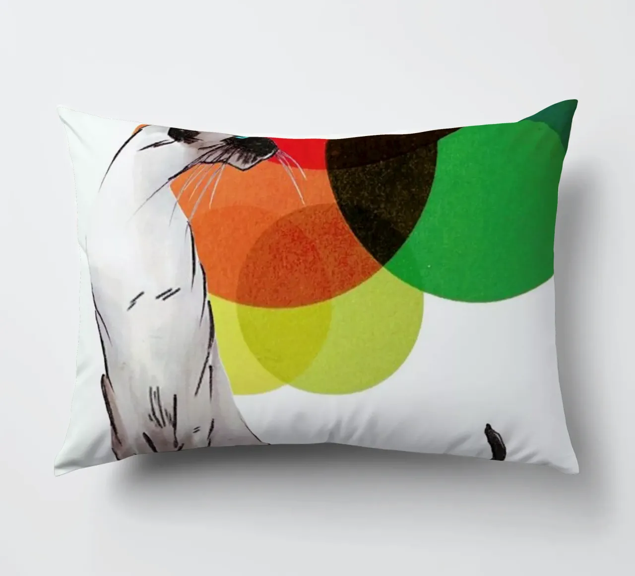 Siamese Cat with colorful balls cuscino da Rococco LA