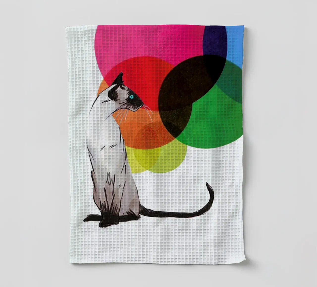 Siamese Cat with colorful balls canovaccio da cucina da Rococco LA