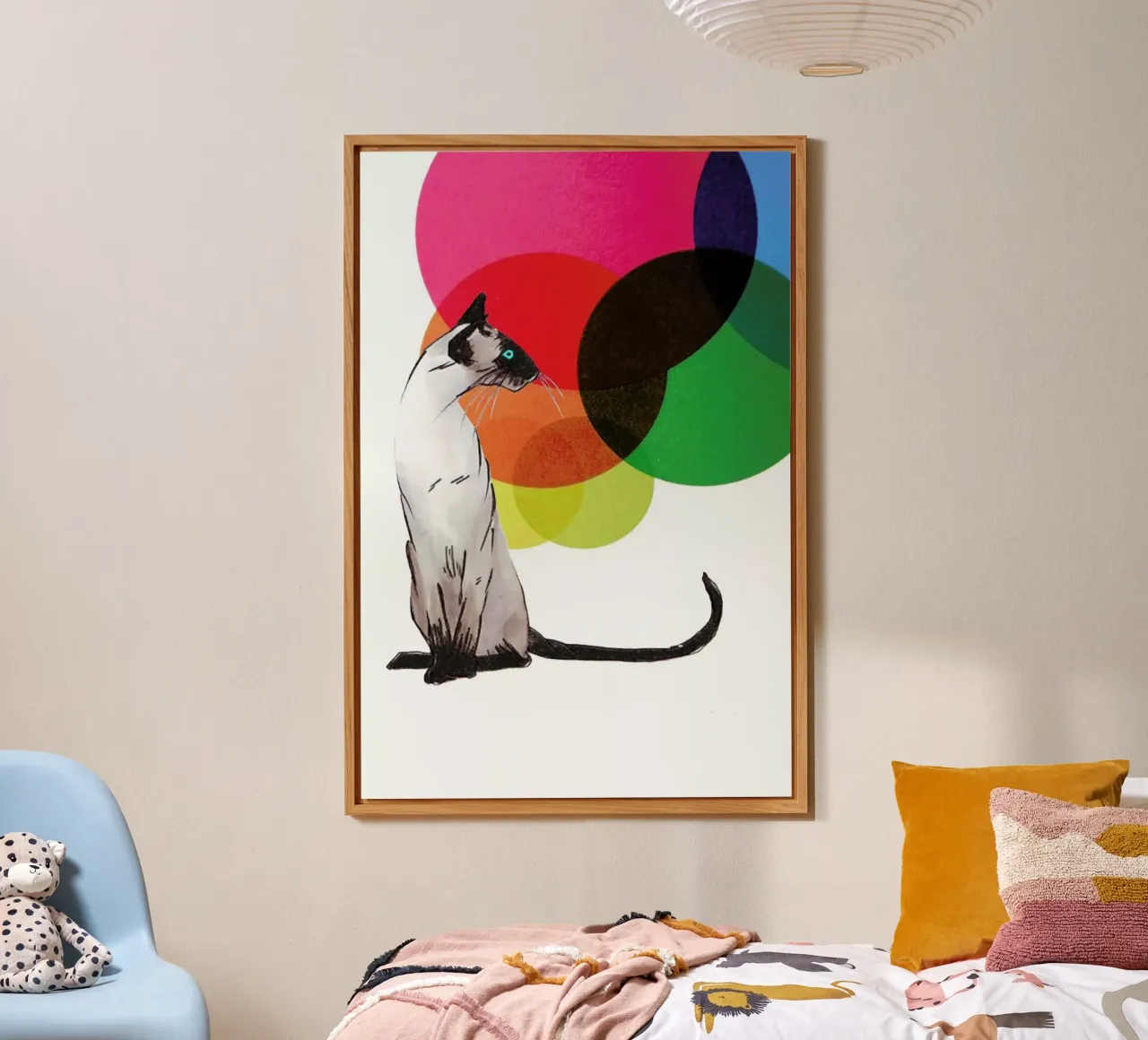 Siamese Cat with colorful balls pannello forex da Rococco LA