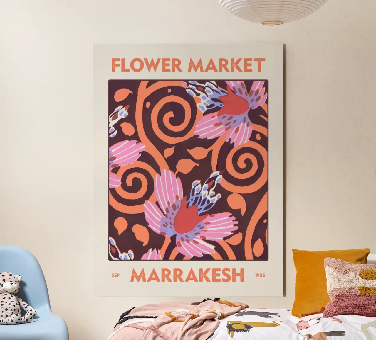 Mercato dei fiori di Marrakesh alluminio dibond da Vintagrafica