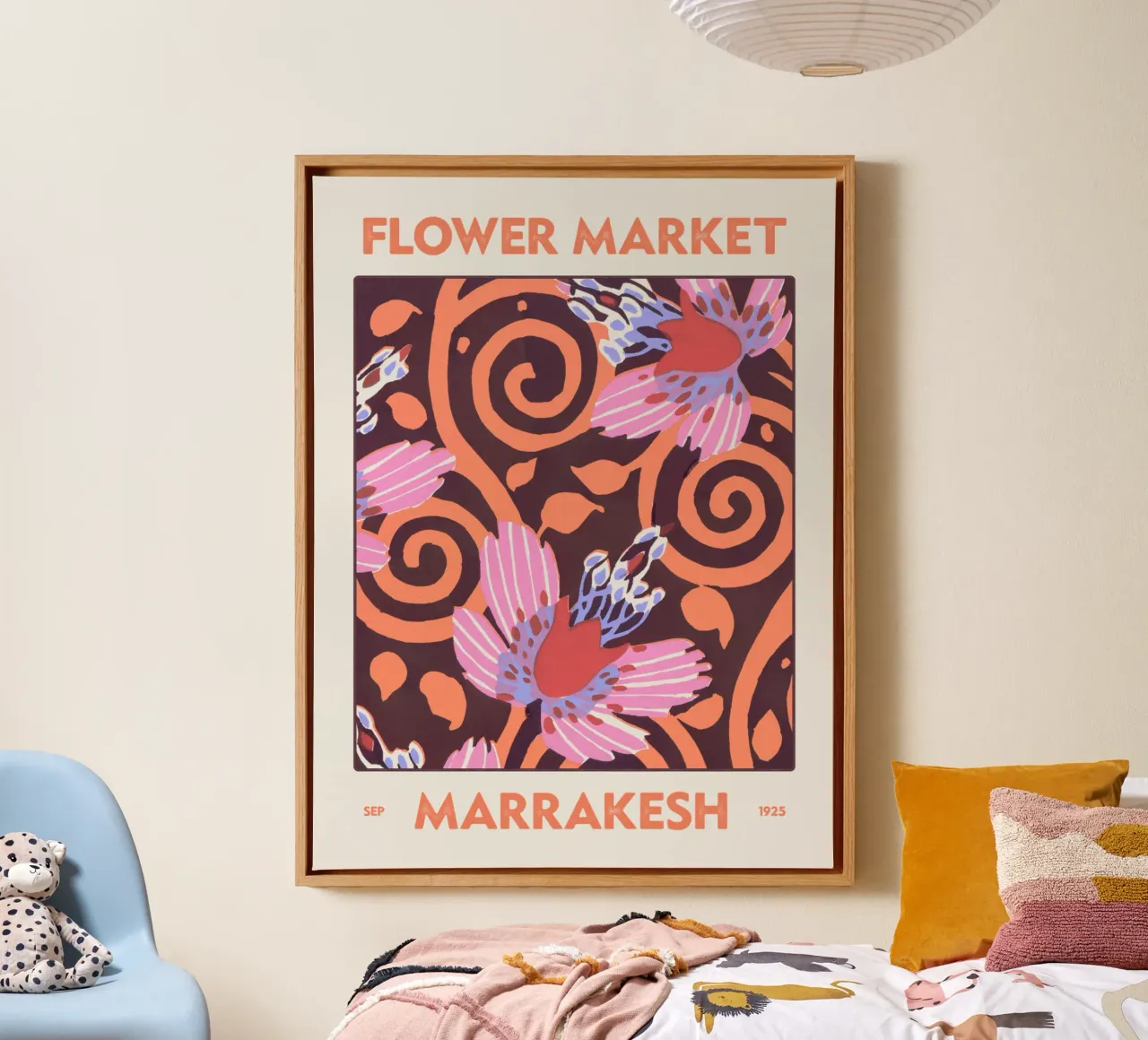 Mercato dei fiori di Marrakesh tela con Cornice a cassetta da Vintagrafica