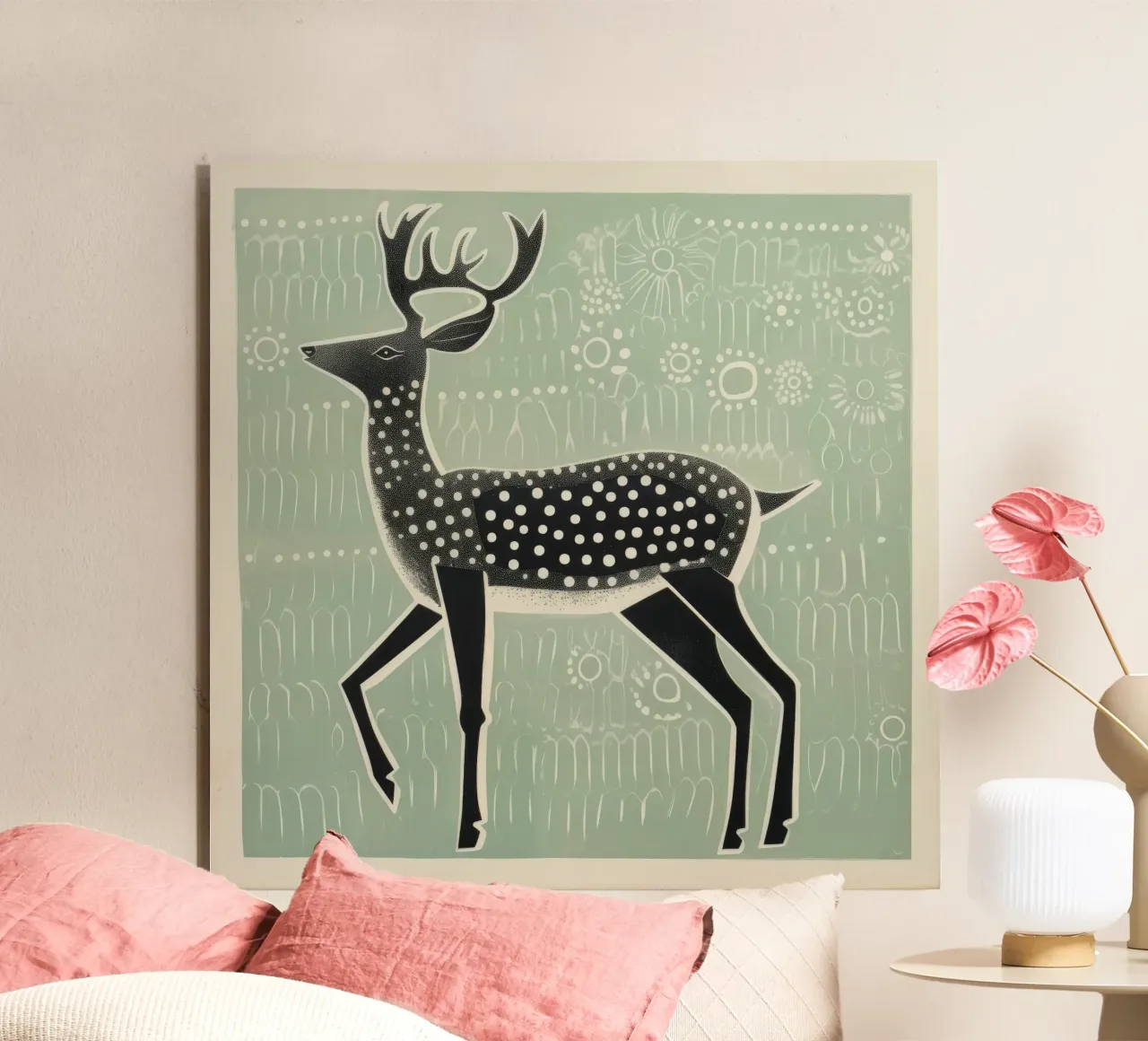 Green Caribou 4 alu-dibond by Minimal Animal Art