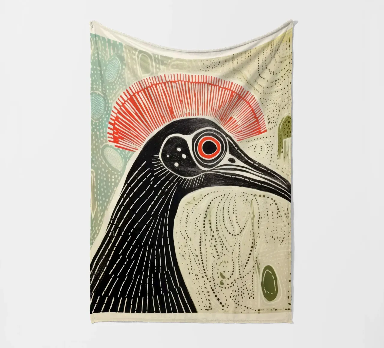 Cassowary verde 1 coperta in pile da Minimal Animal Art