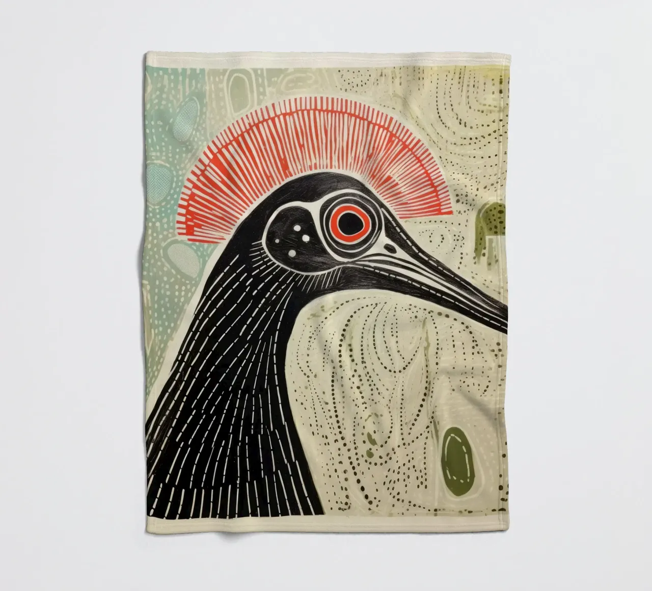 Cassowary verde 1 coperta in pile da Minimal Animal Art