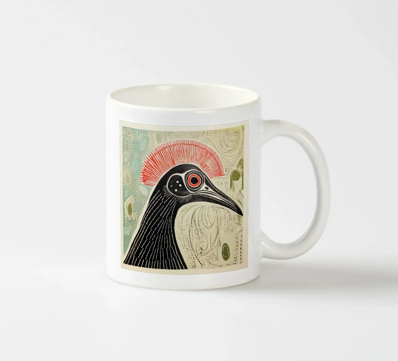 Cassowary verde 1 tazza in ceramica da Minimal Animal Art