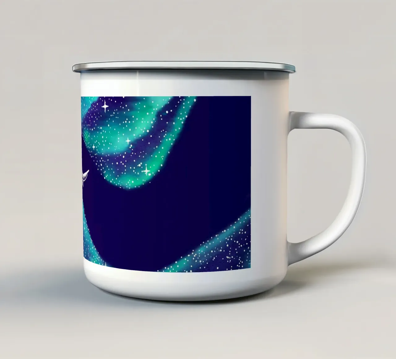 Mangiatore di stelle nell'aurora boreale tazza in smalto da aliriza cakir