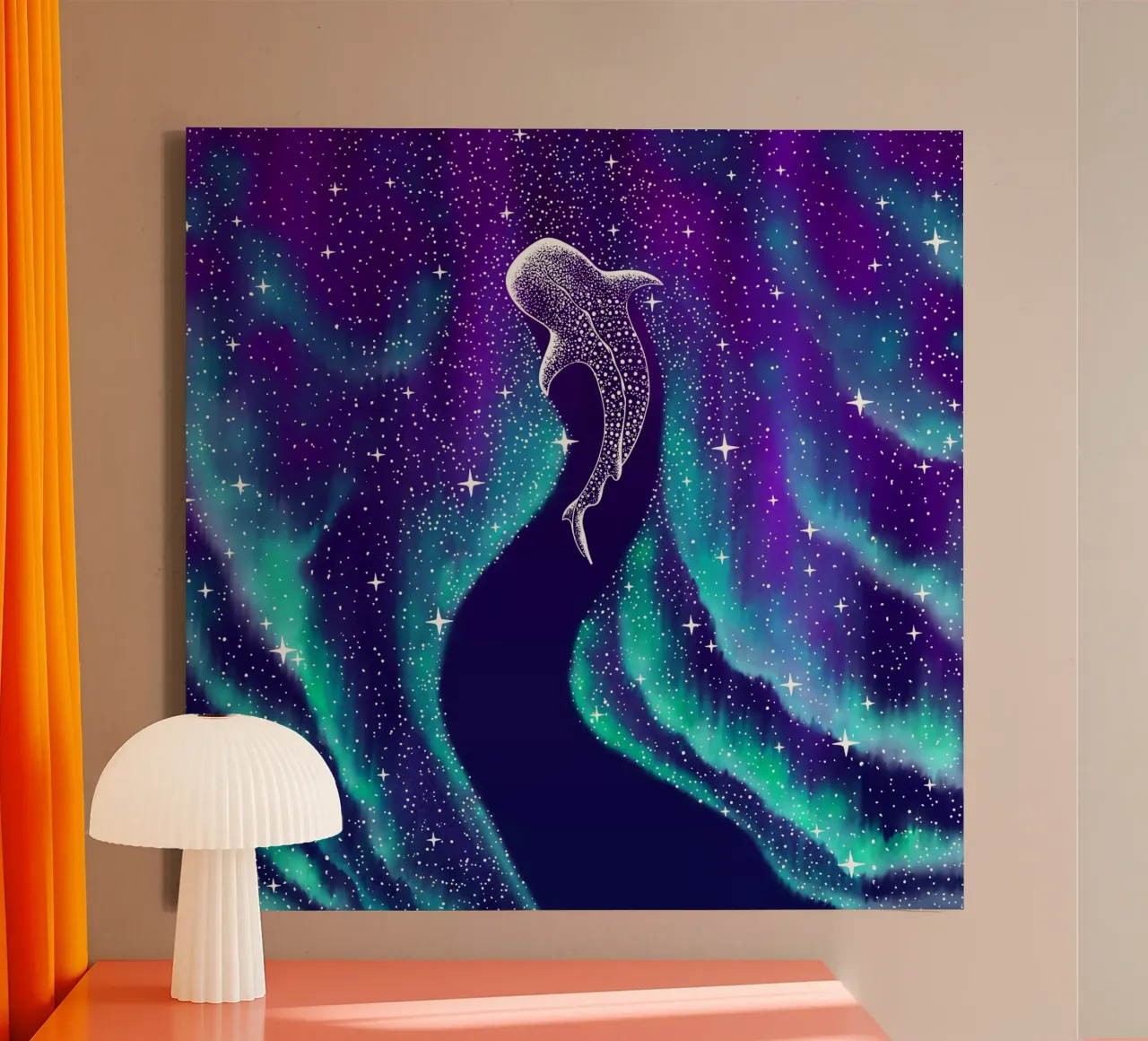 Mangiatore di stelle nell'aurora boreale tela con Cornice a cassetta da aliriza cakir
