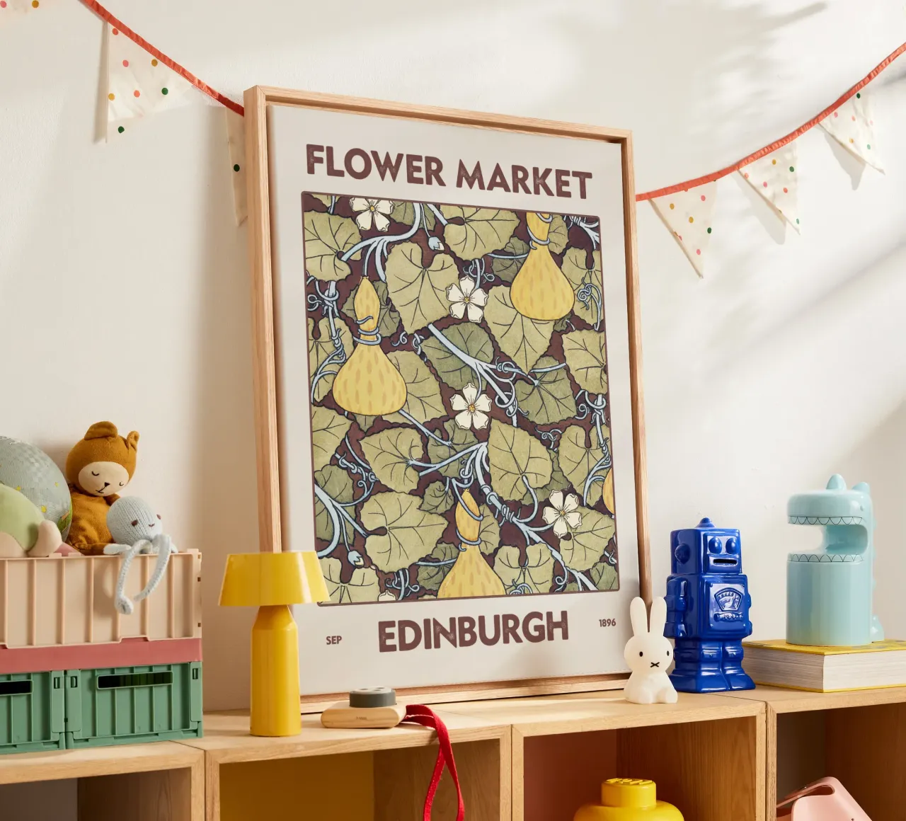 Mercato dei fiori di Edimburgo tela con Cornice a cassetta da Vintagrafica