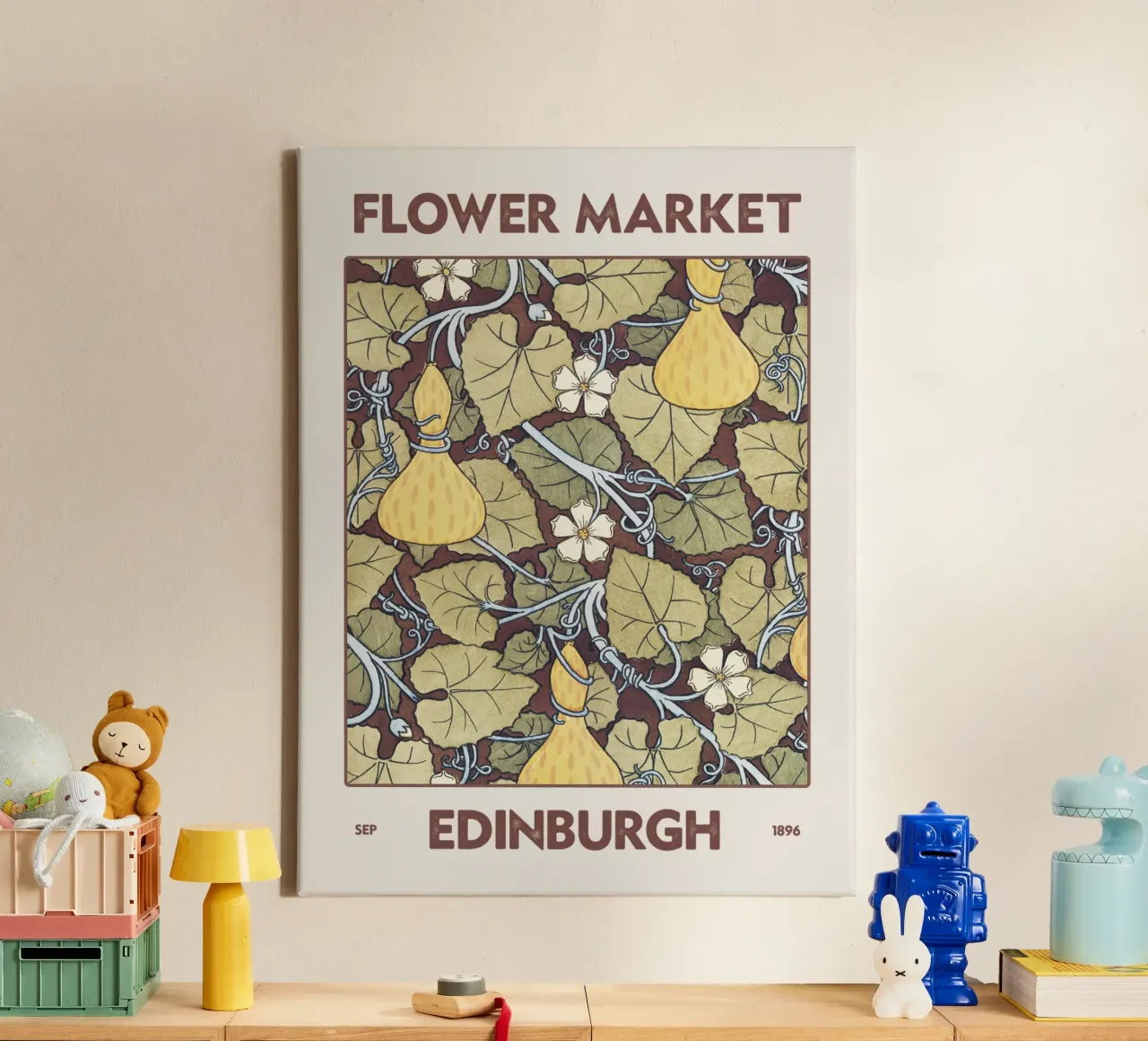 Mercato dei fiori di Edimburgo tela con Cornice a cassetta da Vintagrafica