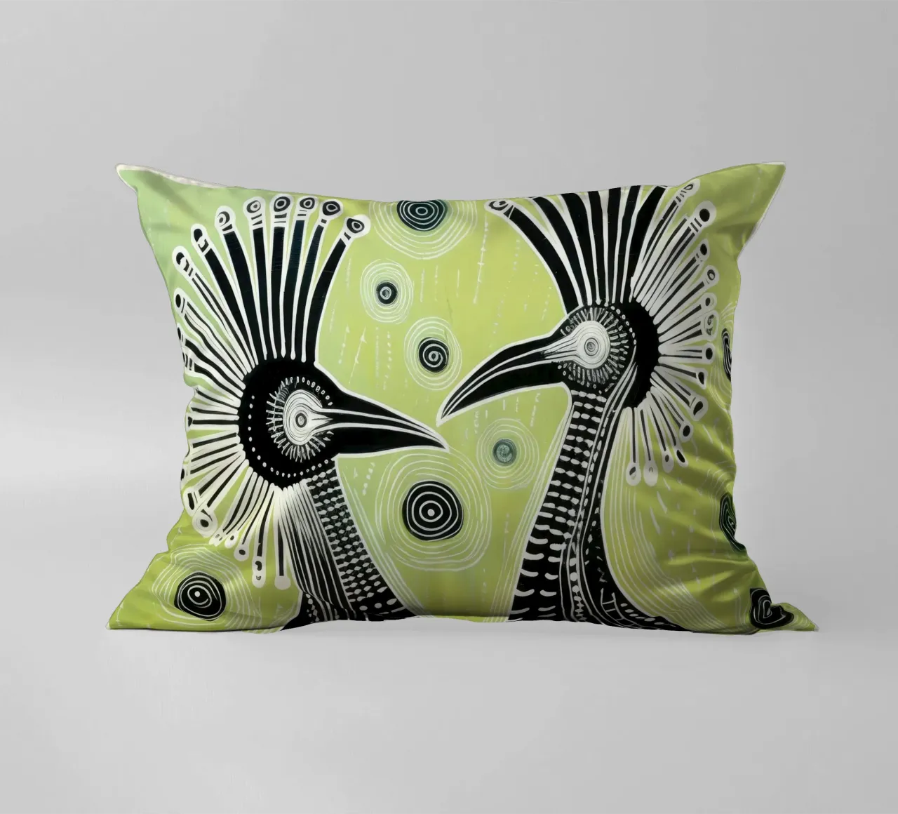 Cassowari verdi cuscino da Minimal Animal Art