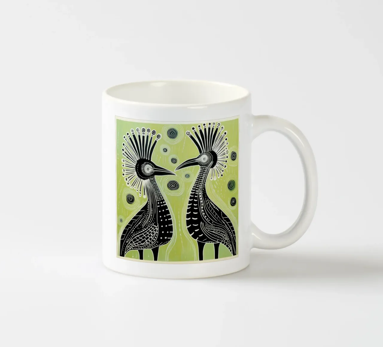 Cassowary verde 2 tazza in ceramica da Minimal Animal Art