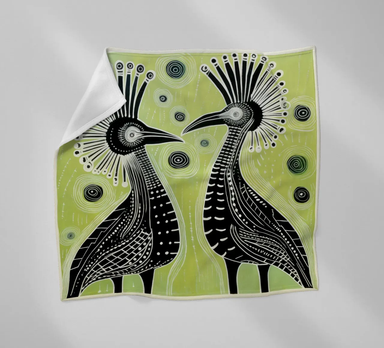 Cassowary verde 2 coperta in pile da Minimal Animal Art