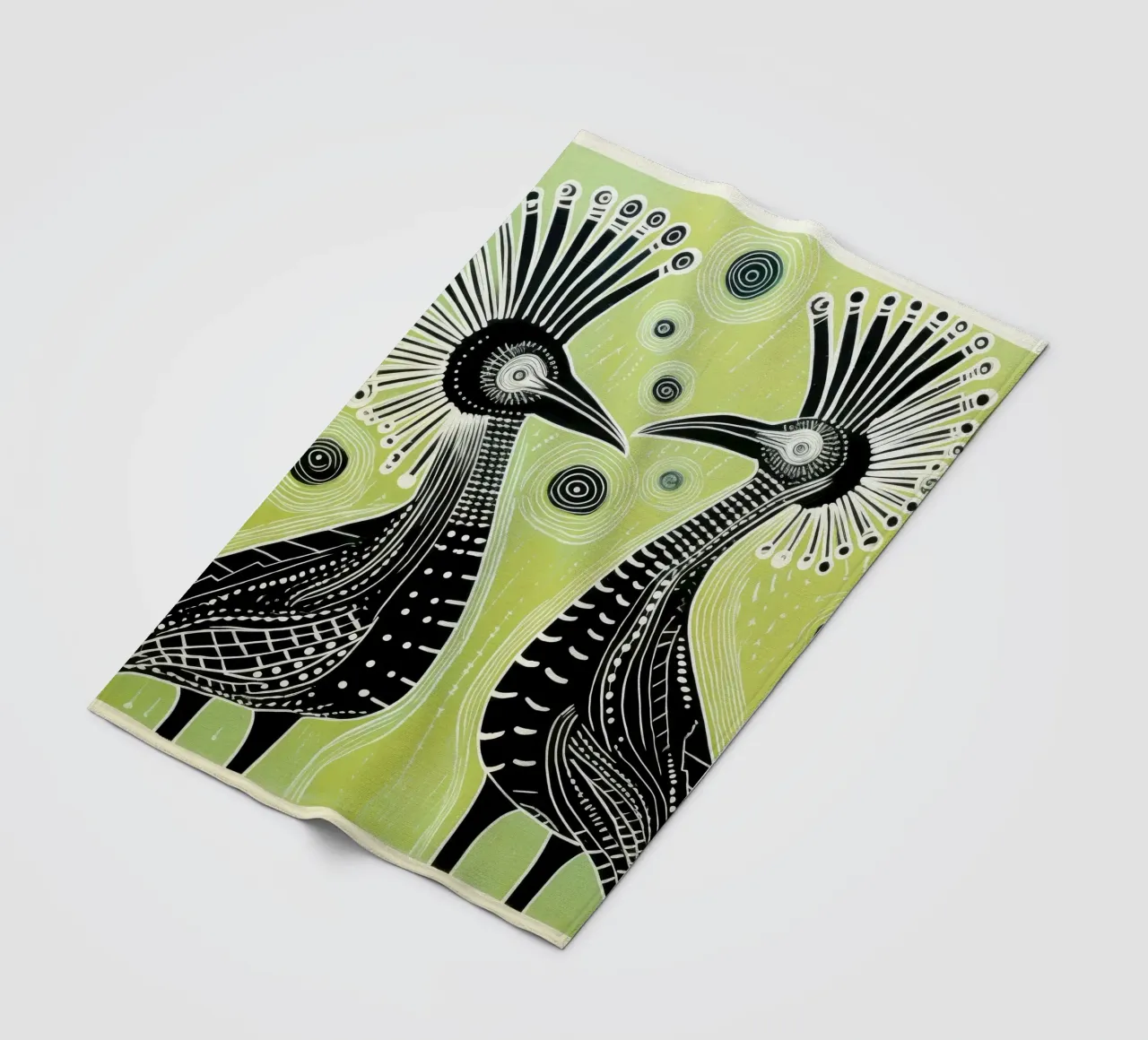 Cassowary verde 2 coperta in pile da Minimal Animal Art