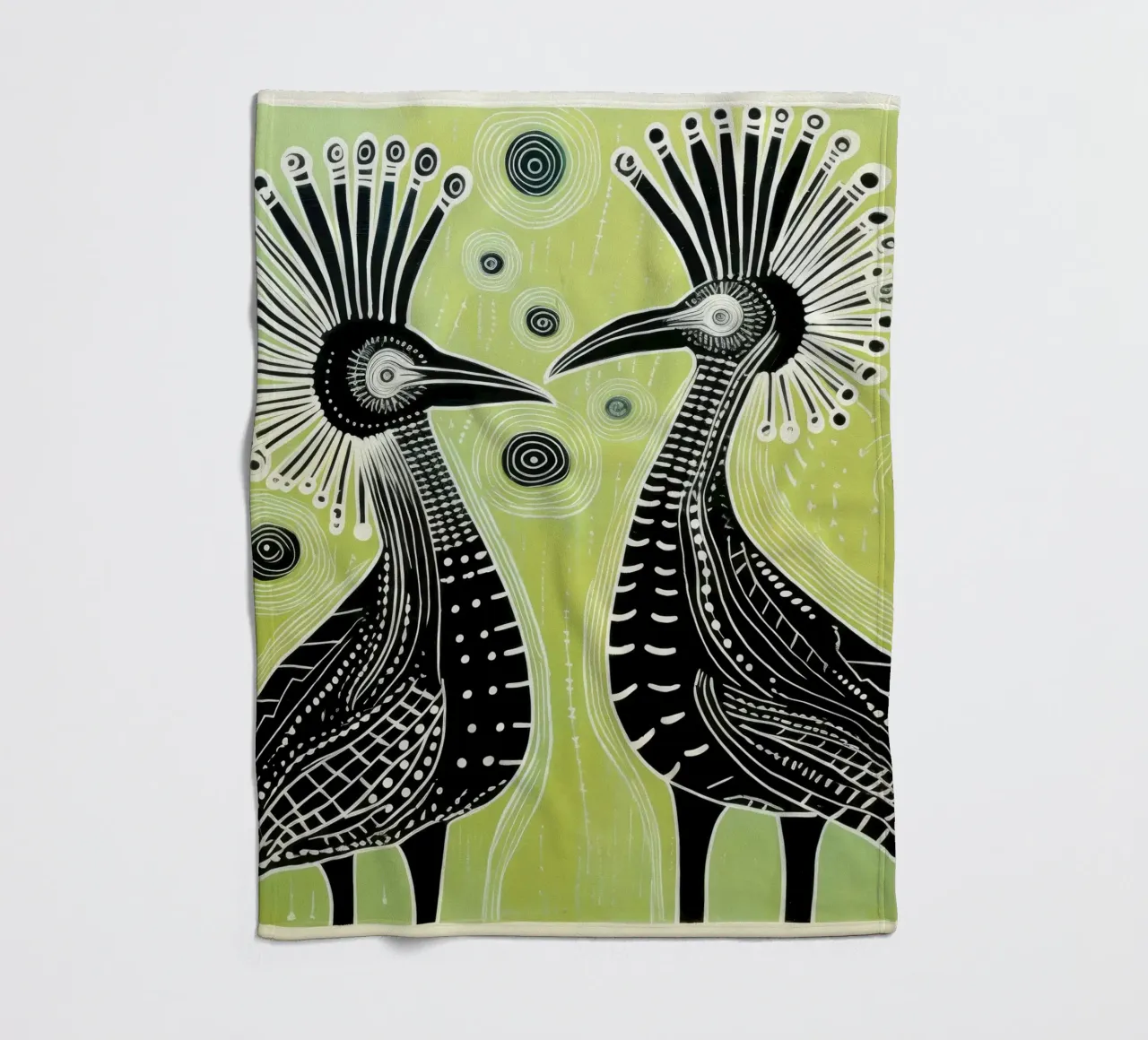 Cassowary verde 2 coperta in pile da Minimal Animal Art