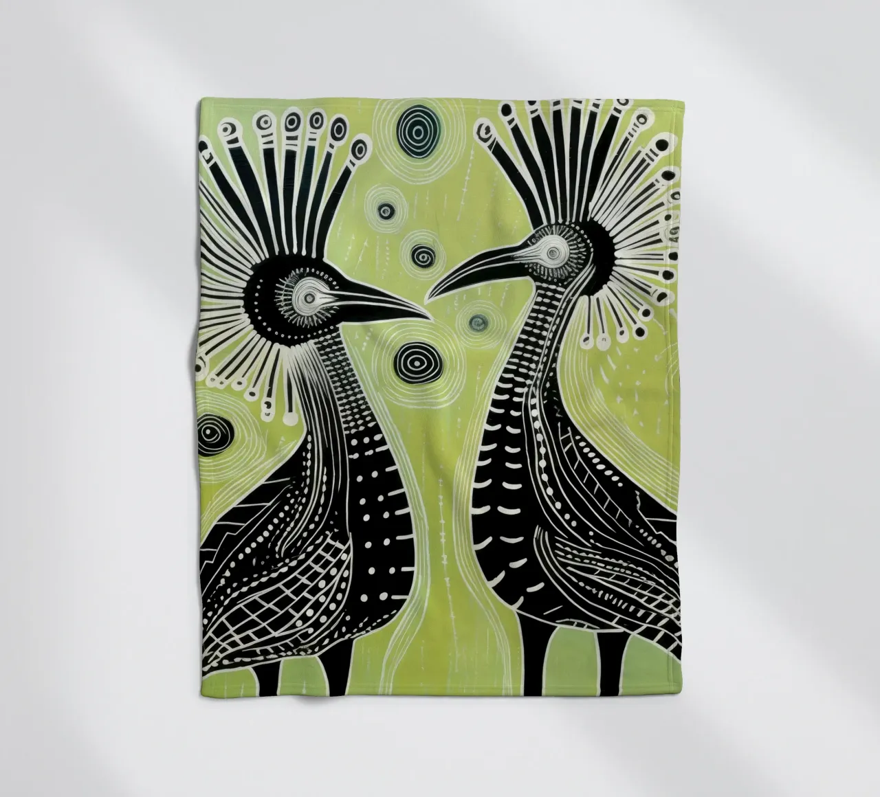 Cassowary verde 2 coperta in pile da Minimal Animal Art