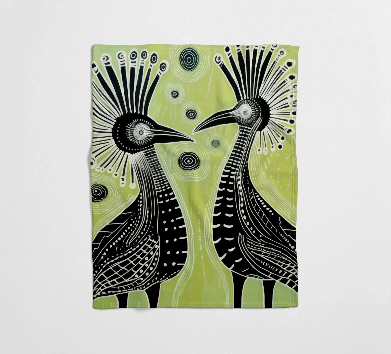 Cassowary verde 2 coperta in pile da Minimal Animal Art