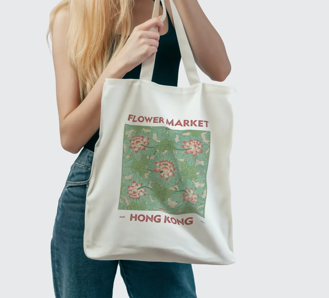 Mercato dei fiori di Hong Kong borsa in juta da Vintagrafica