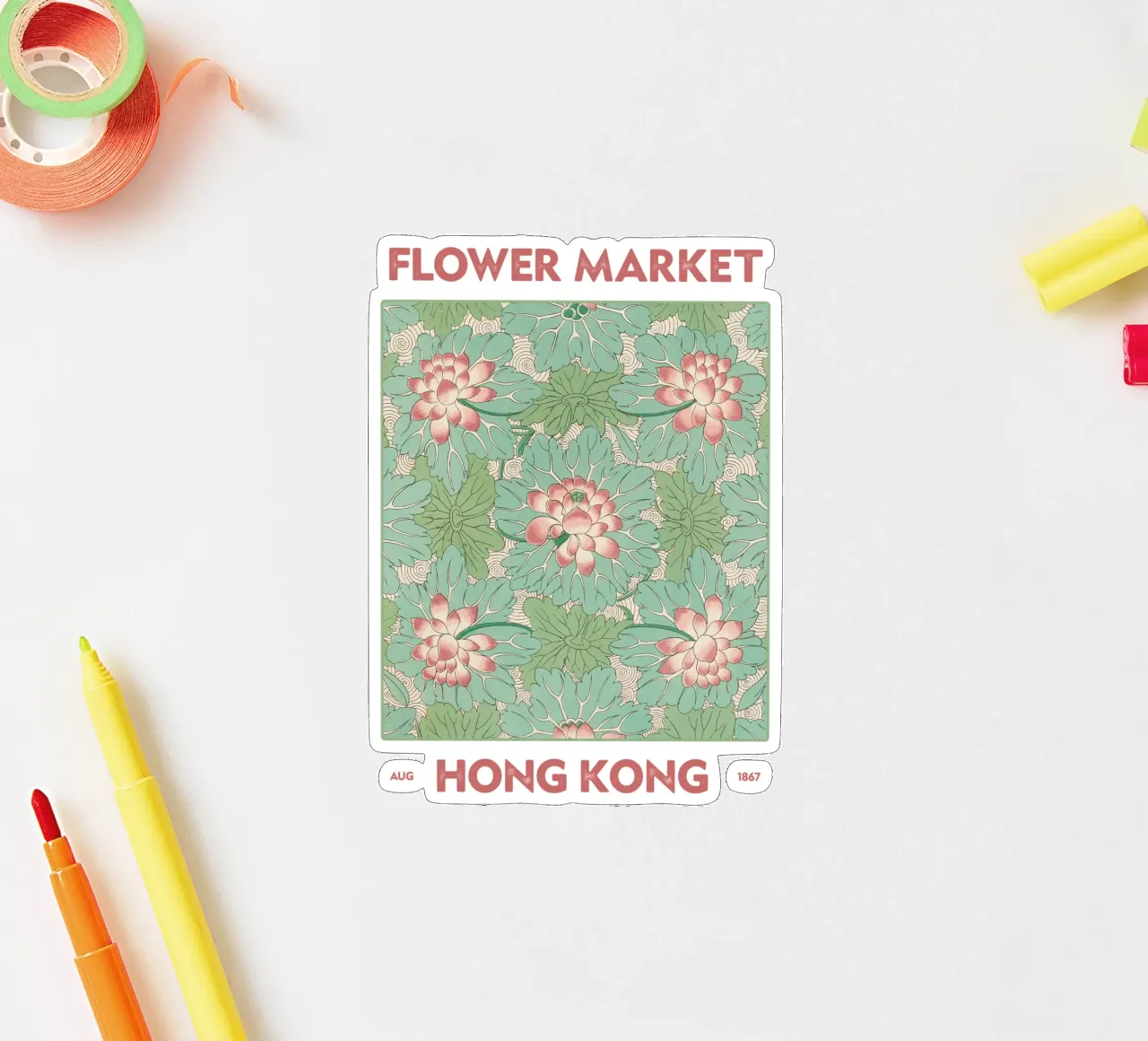 Mercato dei fiori di Hong Kong adesivo da Vintagrafica