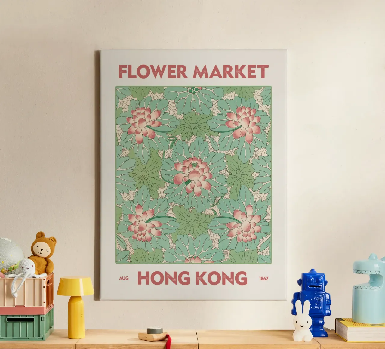 Mercato dei fiori di Hong Kong tela da Vintagrafica