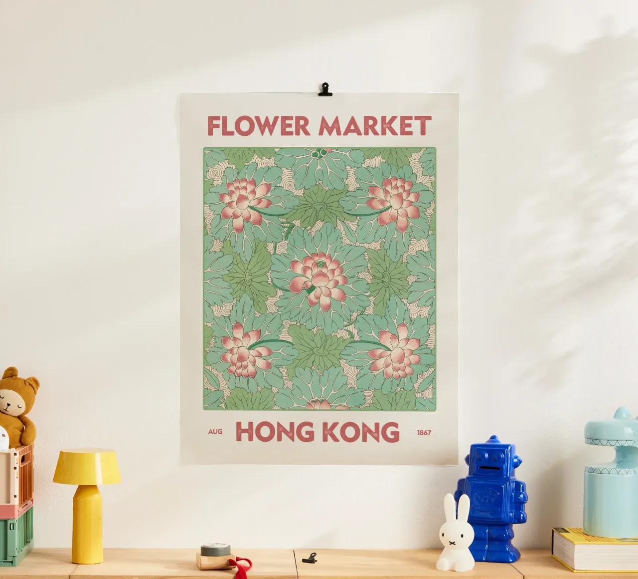 Mercato dei fiori di Hong Kong carta hahnemühle da Vintagrafica