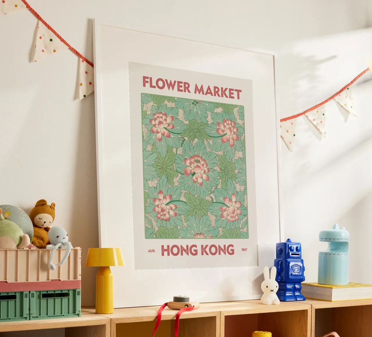 Mercato dei fiori di Hong Kong carta hahnemühle da Vintagrafica