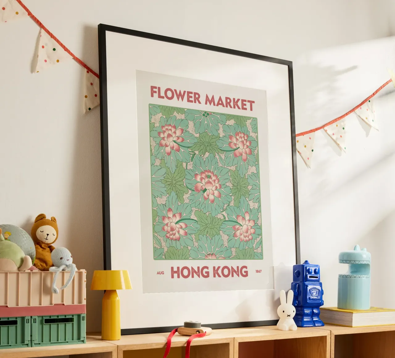 Mercato dei fiori di Hong Kong carta hahnemühle da Vintagrafica