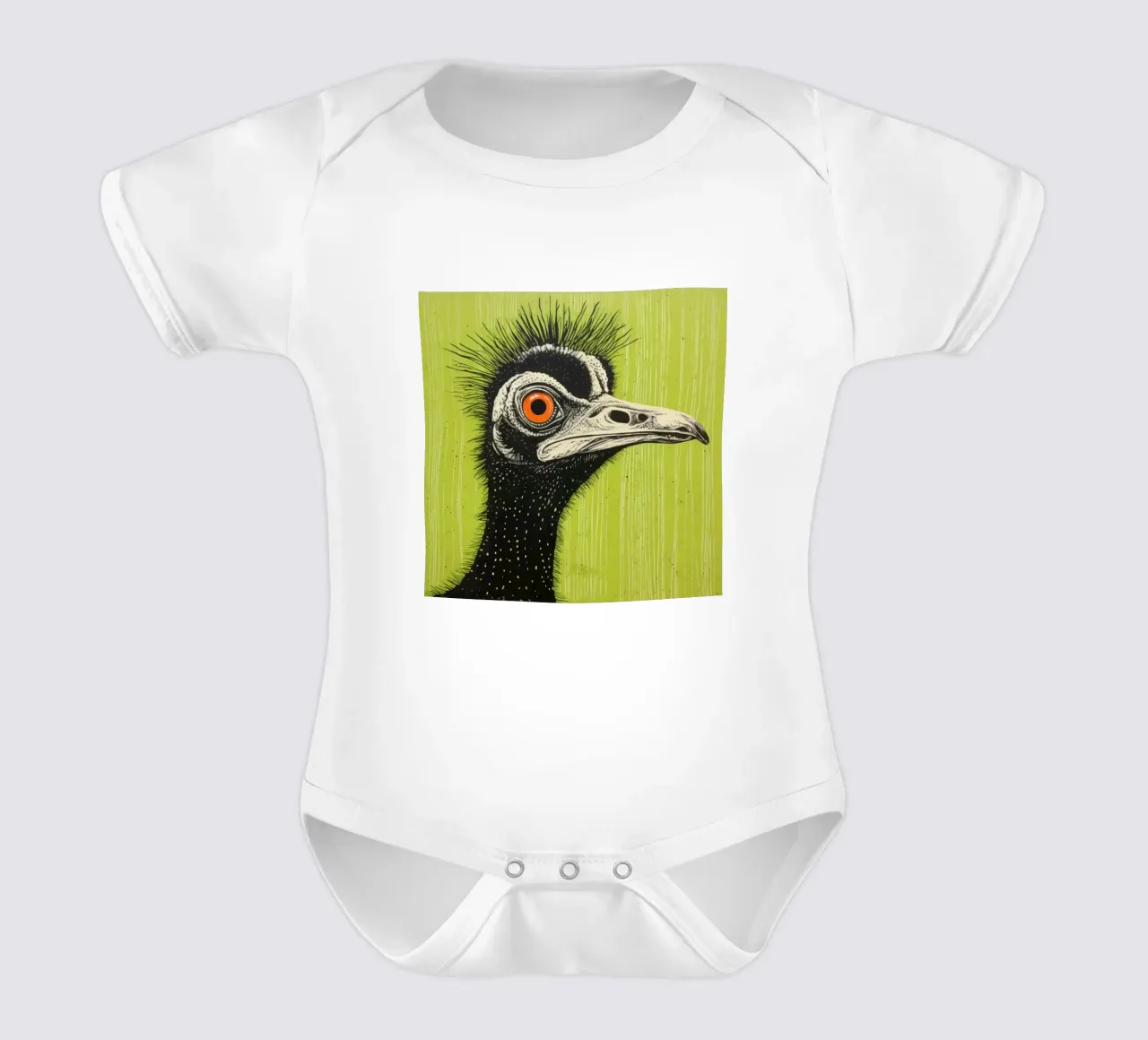 Cassowary verde 3 body neonato maniche corte da Minimal Animal Art