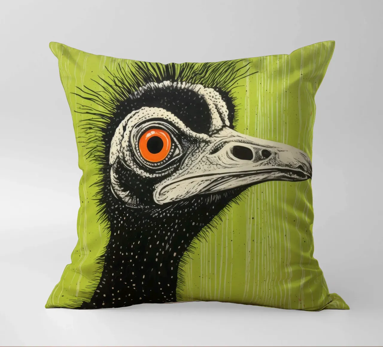 Cassowary verde 3 cuscino da Minimal Animal Art
