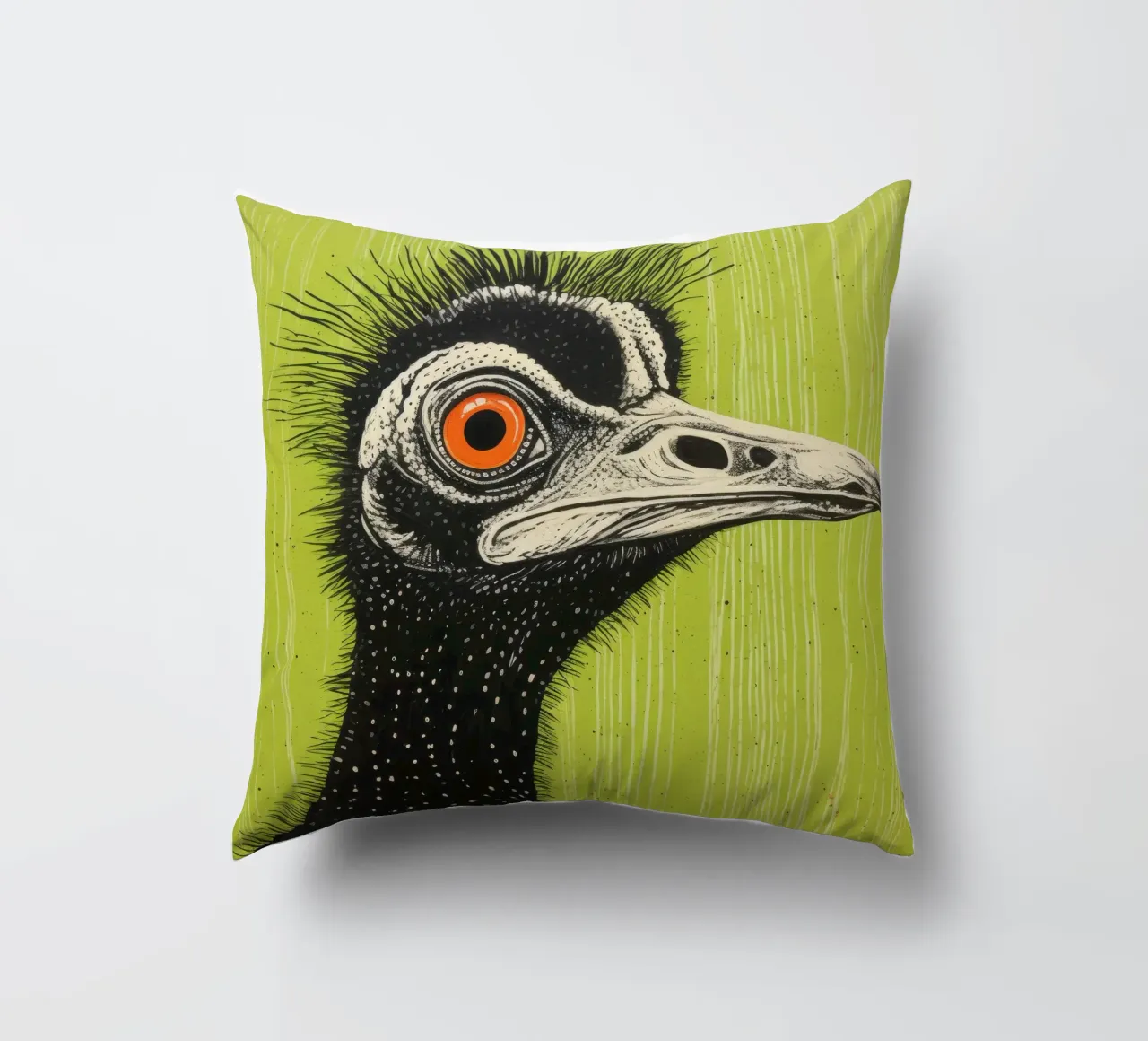 Cassowary verde 3 cuscino da Minimal Animal Art