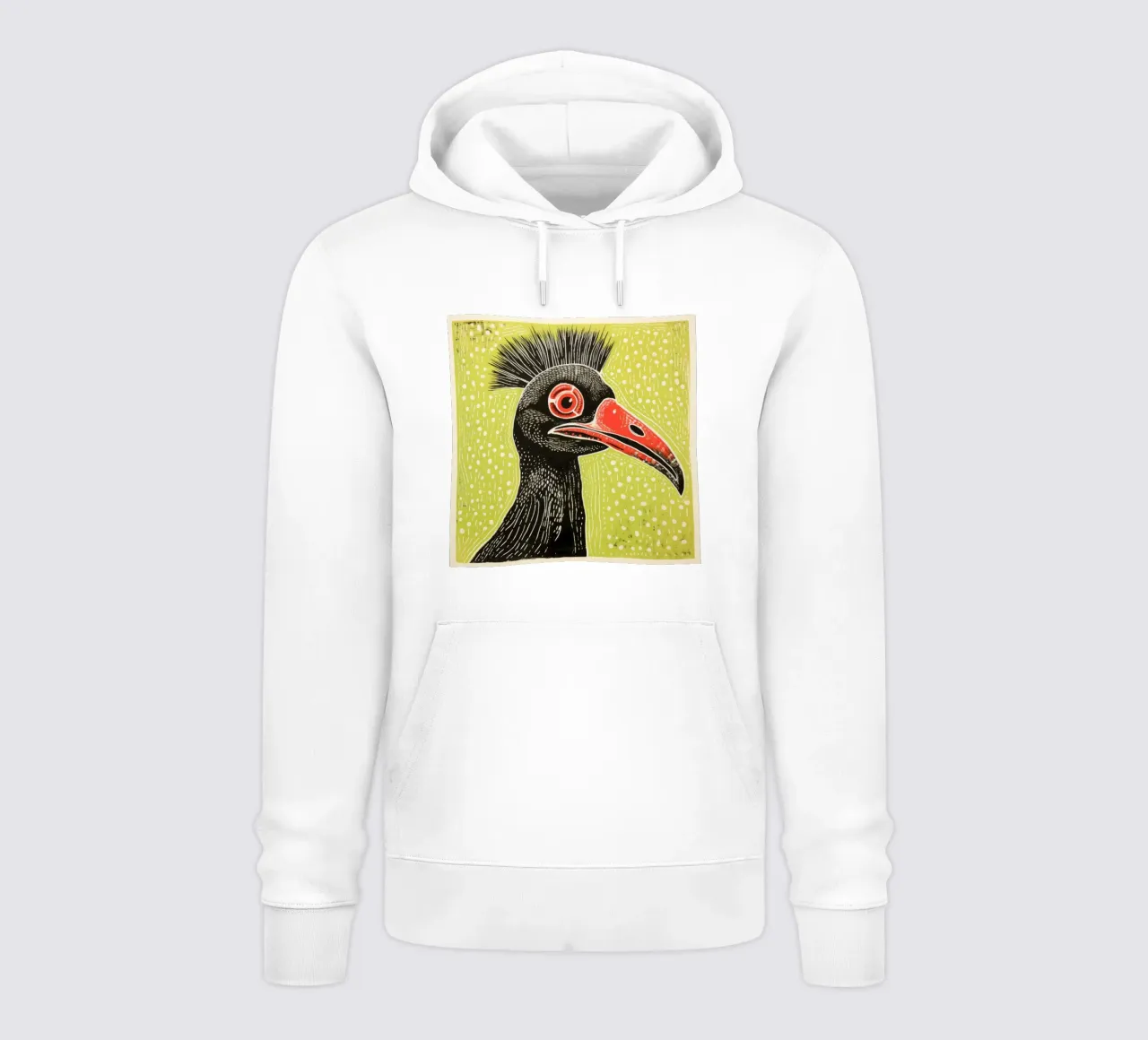 Cassowary verde 4 felpa con cappuccio da Minimal Animal Art