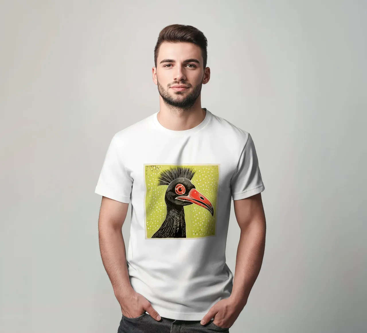 Cassowary verde 4 t-shirt da Minimal Animal Art