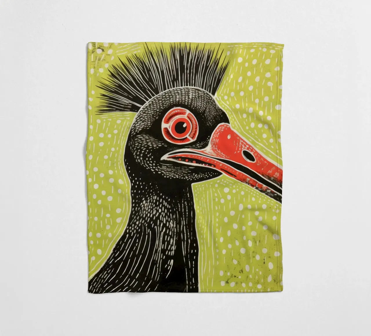 Cassowary verde 4 coperta in pile da Minimal Animal Art