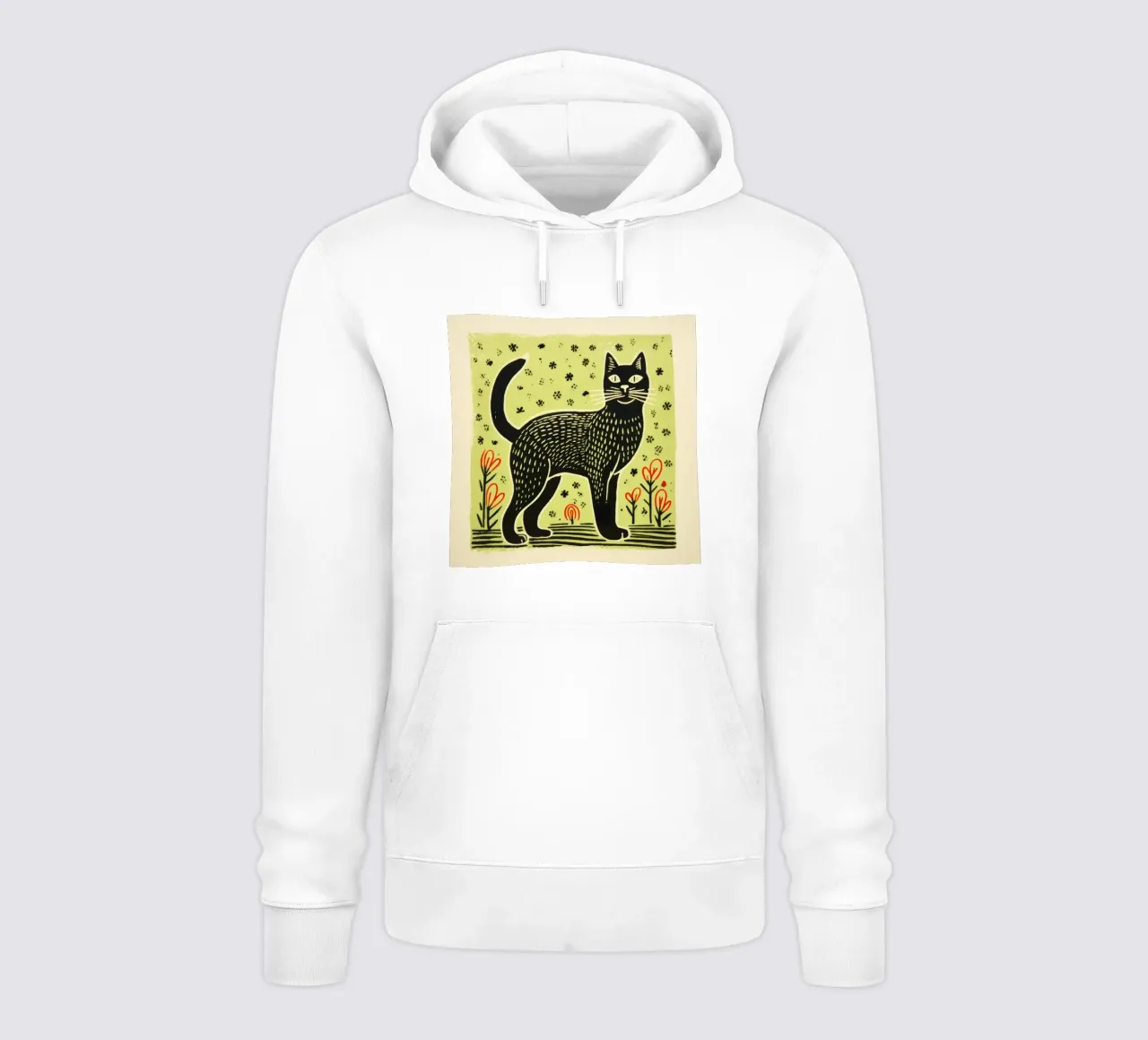Gatto verde 1 felpa con cappuccio da Minimal Animal Art