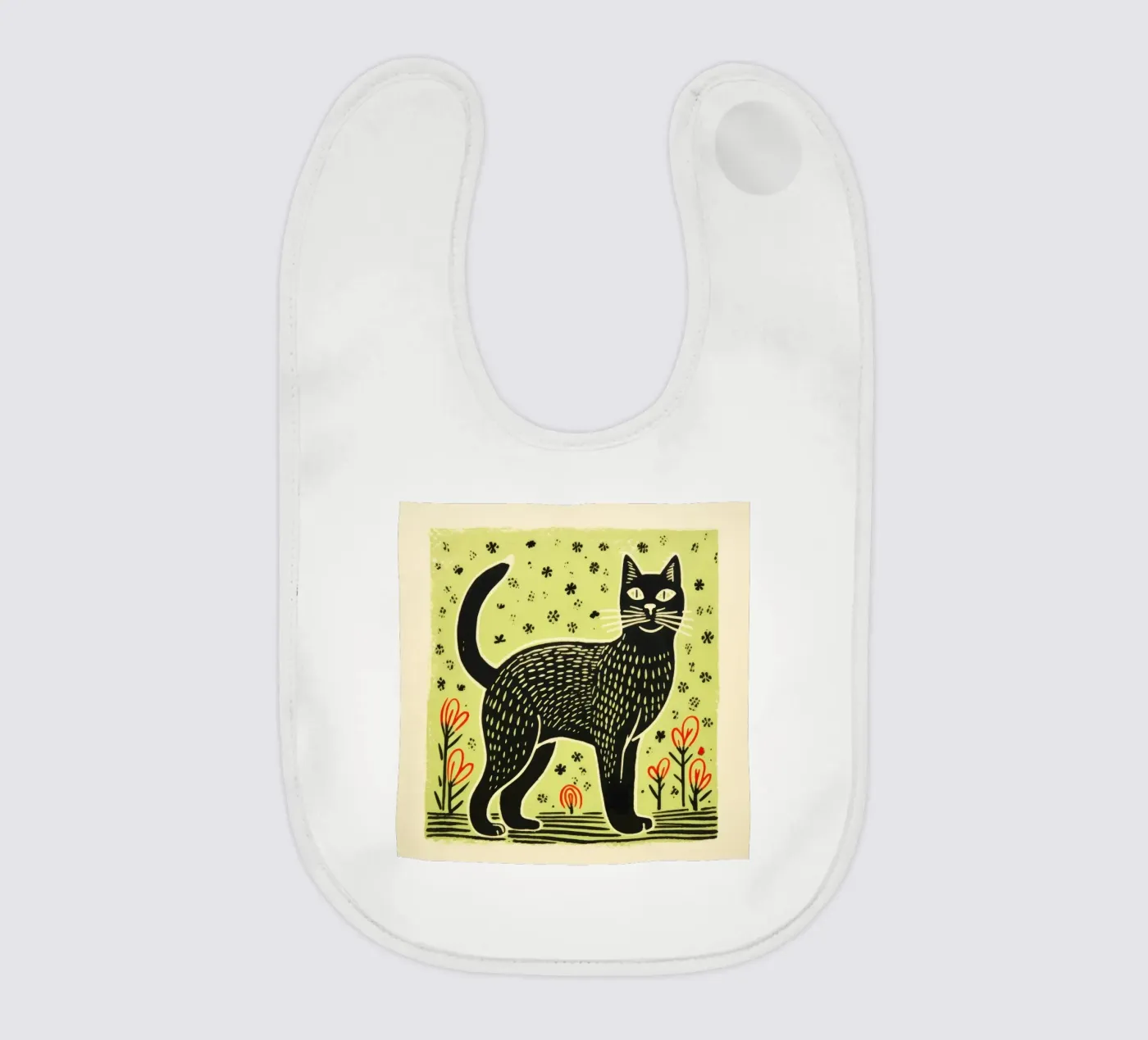 Chat vert bavoir de Minimal Animal Art