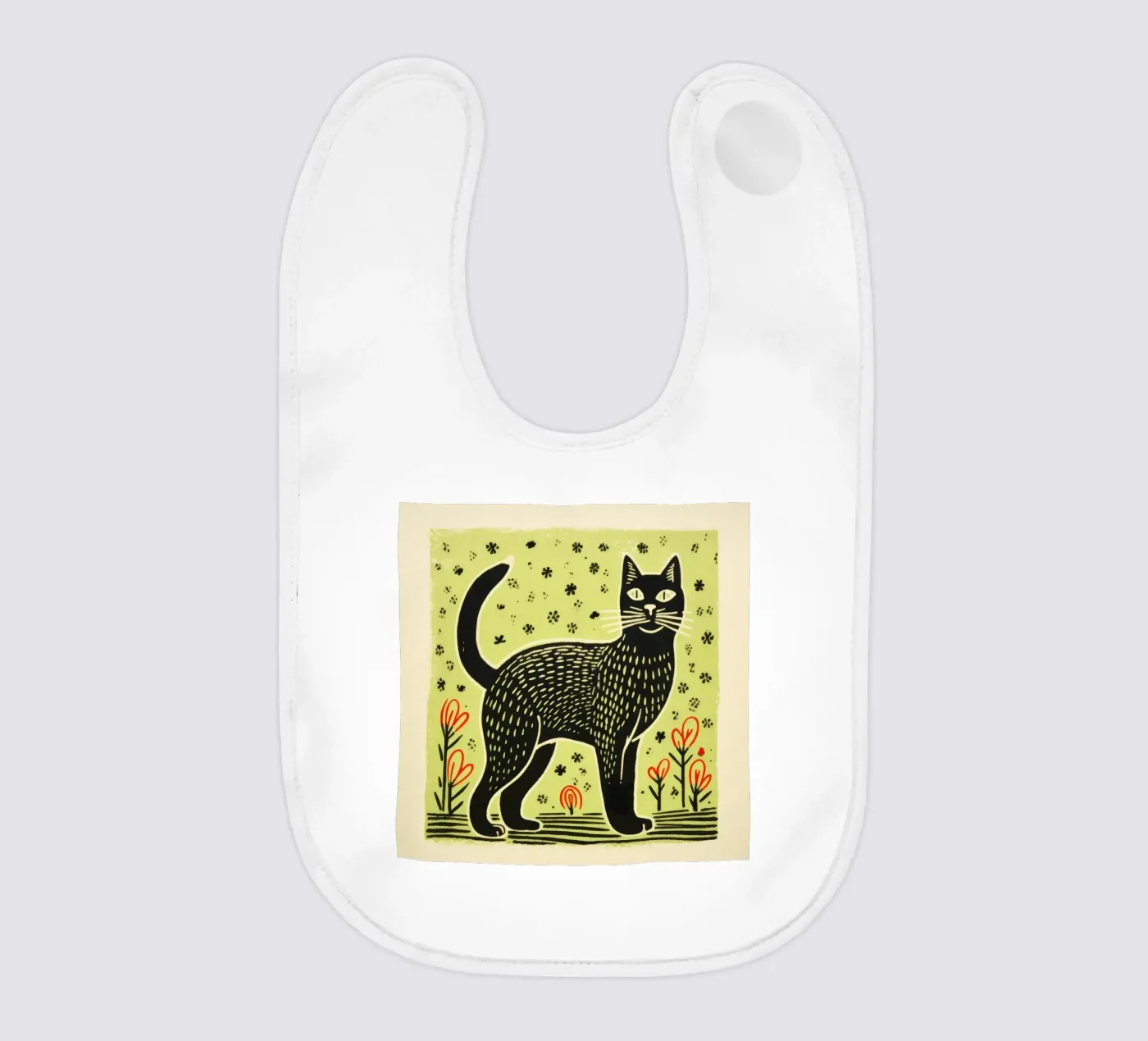 Chat vert bavoir de Minimal Animal Art