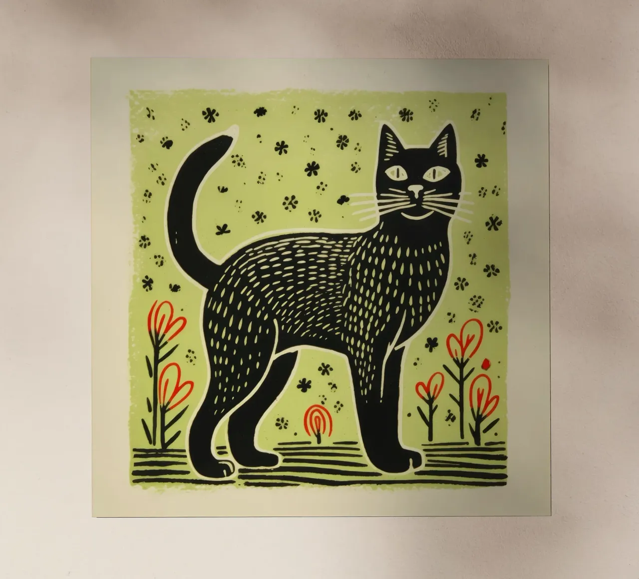 Gatto verde 1 pellicola backlit da Minimal Animal Art