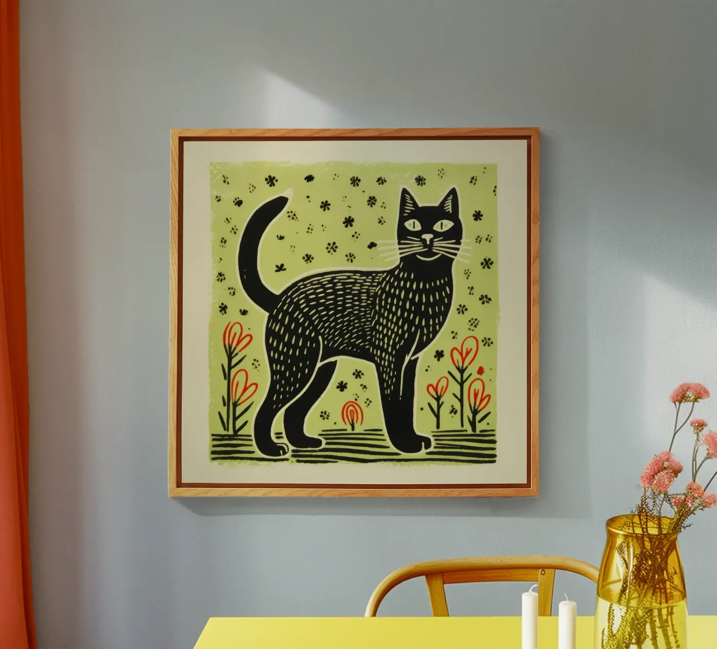 Green Cat Acryl-Glas von Minimal Animal Art