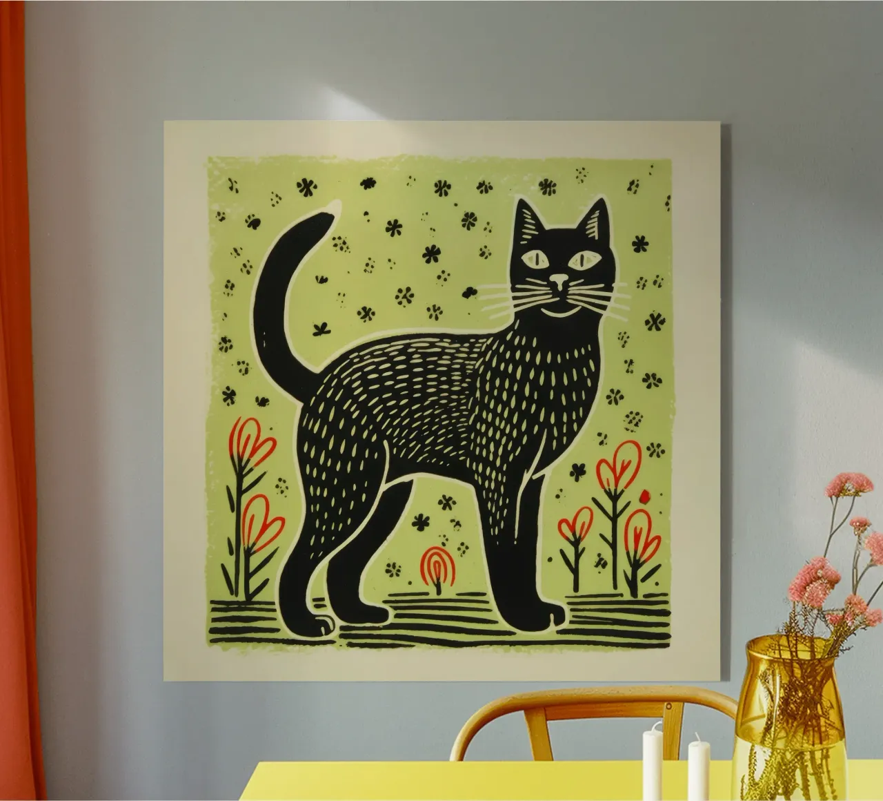 Chat vert plexiglas de Minimal Animal Art