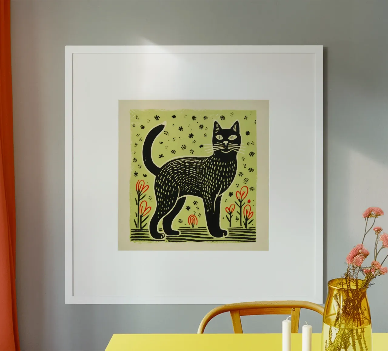 Green Cat 1 poster by Minimal Animal Art