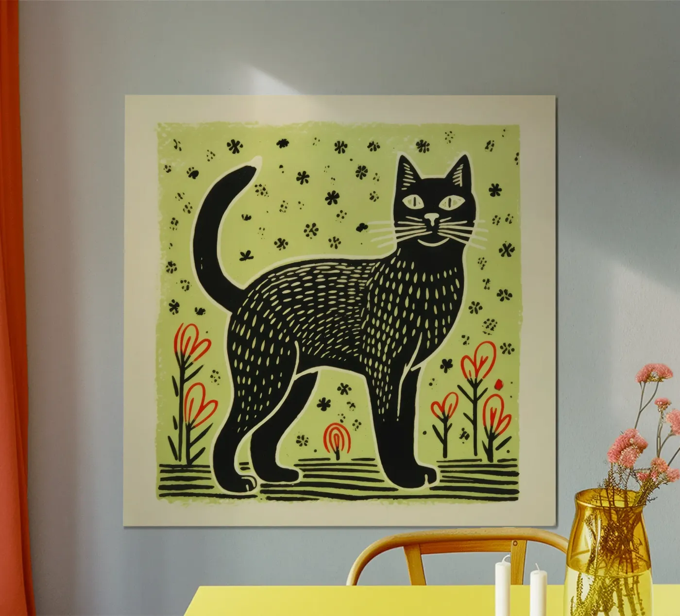 Green Cat poster da Minimal Animal Art