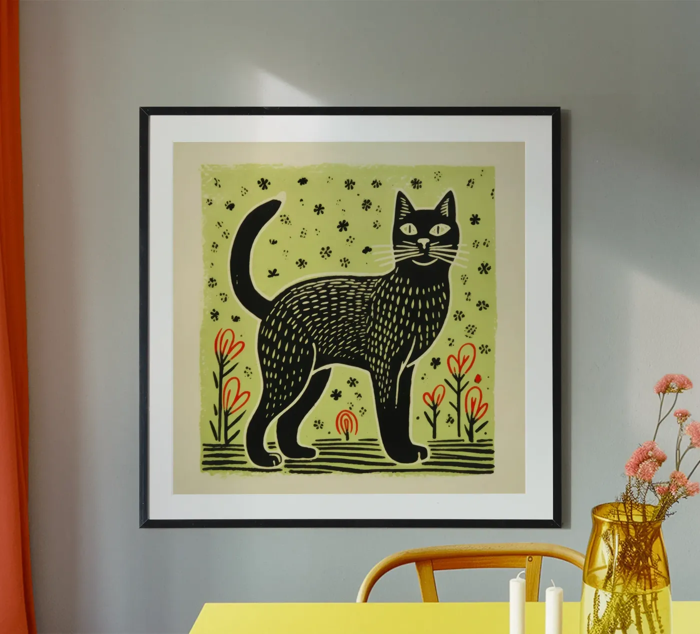 Green Cat poster da Minimal Animal Art