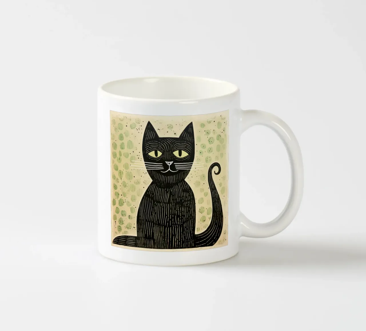 Gatto verde 2 tazza in ceramica da Minimal Animal Art